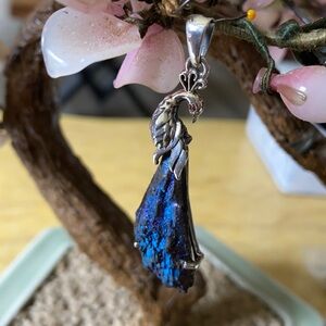 Vintage 925 rainbow-aura  peacock pendent